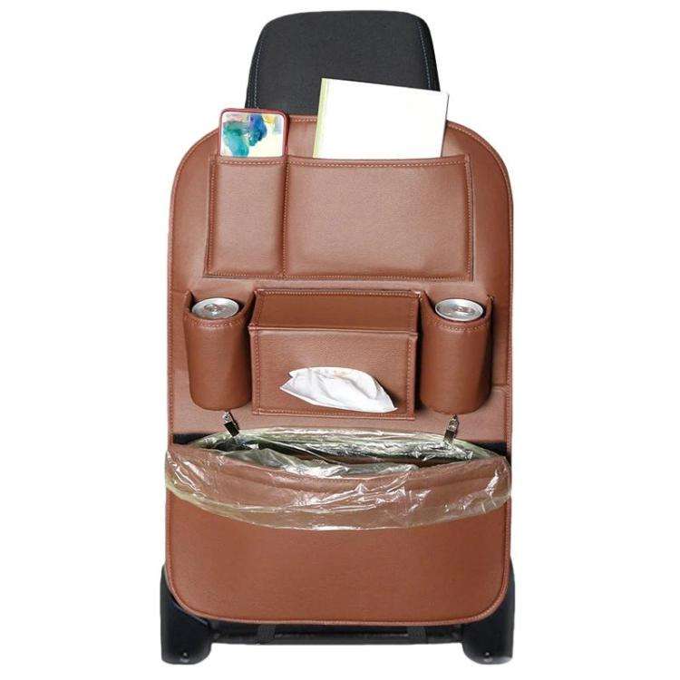 1109 Car Seat Back Leather Storage Organizer Vehicle-Mounted Hanging Trash Bag