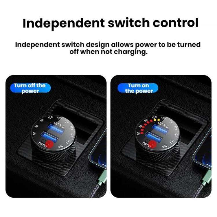 Car Cigarette Lighter LED Indicator USB Charger With Switch