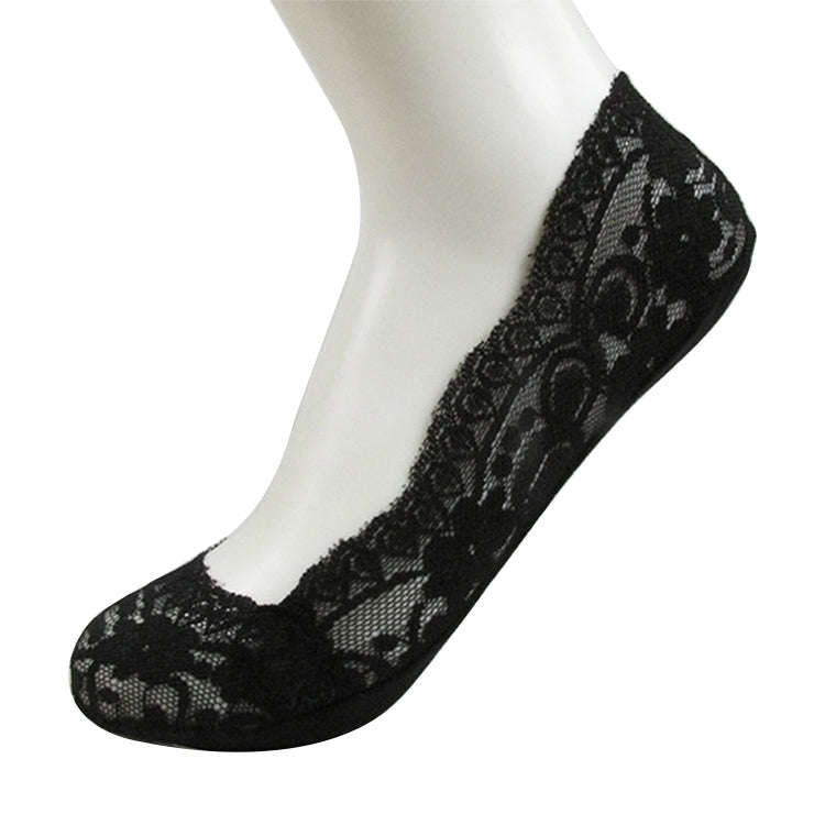 Summer  Girl Silica Gel Lace Boat Socks Invisible Cotton Sole Non-slip Antiskid Slippers Anti-Sli...