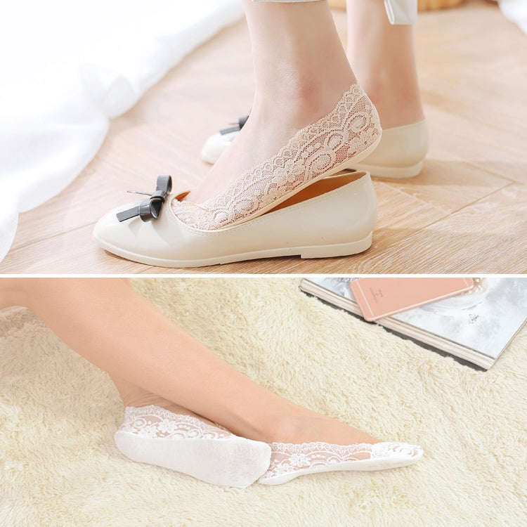 Summer  Girl Silica Gel Lace Boat Socks Invisible Cotton Sole Non-slip Antiskid Slippers Anti-Sli...