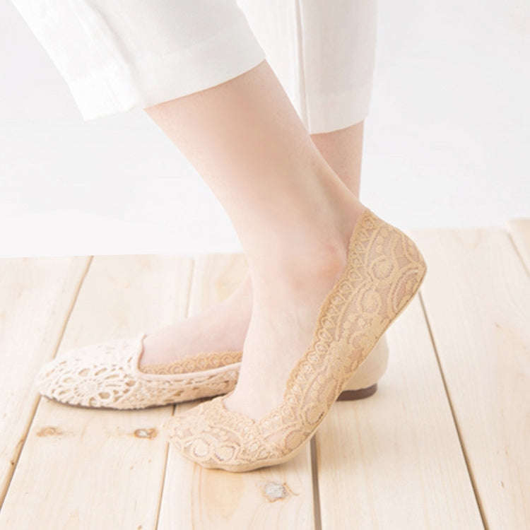 Summer  Girl Silica Gel Lace Boat Socks Invisible Cotton Sole Non-slip Antiskid Slippers Anti-Sli...