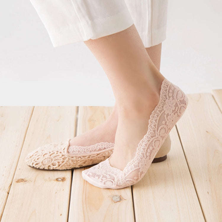 Summer  Girl Silica Gel Lace Boat Socks Invisible Cotton Sole Non-slip Antiskid Slippers Anti-Sli...