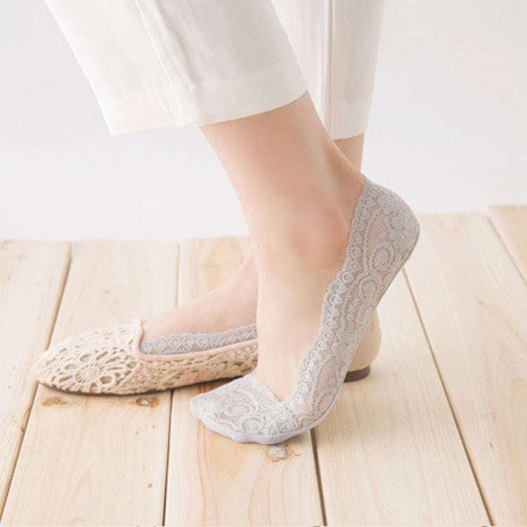 Summer  Girl Silica Gel Lace Boat Socks Invisible Cotton Sole Non-slip Antiskid Slippers Anti-Sli...