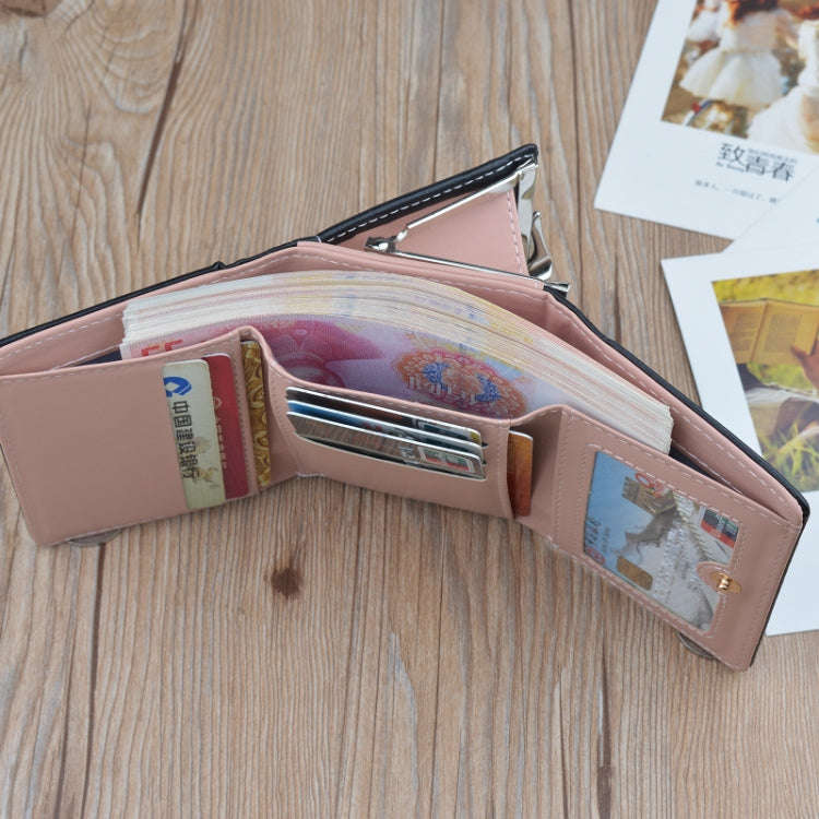 Simple Mini Vintage Flowers Short Women's Folding Wallet Coin Purse
