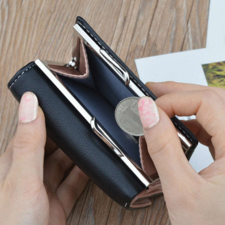 Simple Mini Vintage Flowers Short Women's Folding Wallet Coin Purse