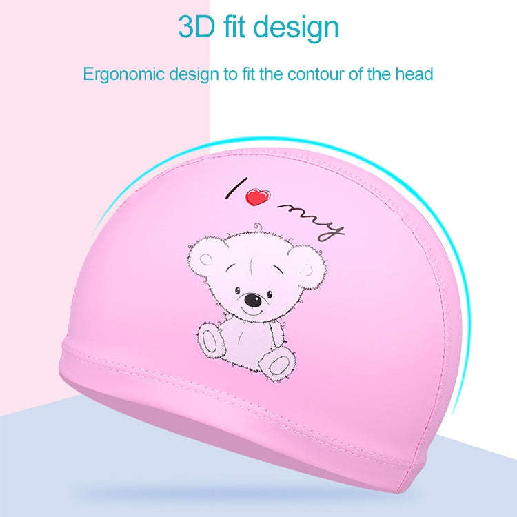 Children Cartoon Hippo Pattern PU Coated Waterproof Swimming Cap, Cartoon Hippo (Lack Blue), Cart...