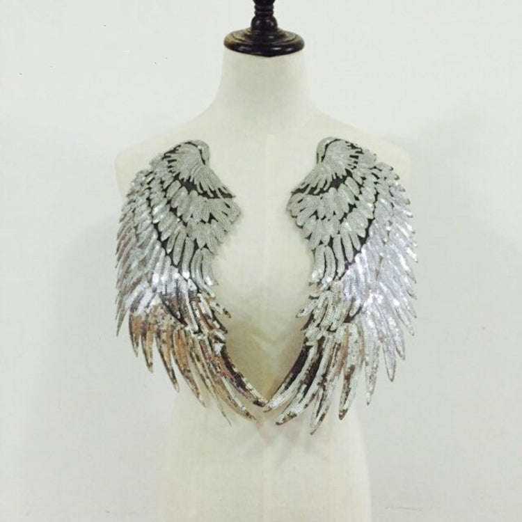 A Pair Sequin Feather Wing Shape Clothing Patch Sticker DIY Clothing Accessories, Small 20.5 x 10...