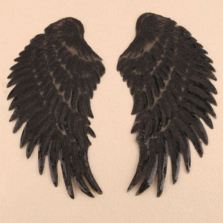 A Pair Sequin Feather Wing Shape Clothing Patch Sticker DIY Clothing Accessories, Small 20.5 x 10...
