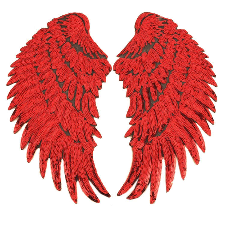 A Pair Sequin Feather Wing Shape Clothing Patch Sticker DIY Clothing Accessories, Small 20.5 x 10...