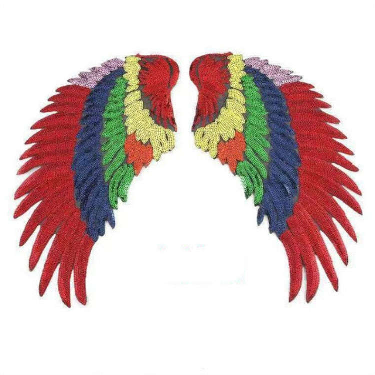 A Pair Sequin Feather Wing Shape Clothing Patch Sticker DIY Clothing Accessories, Small 20.5 x 10...