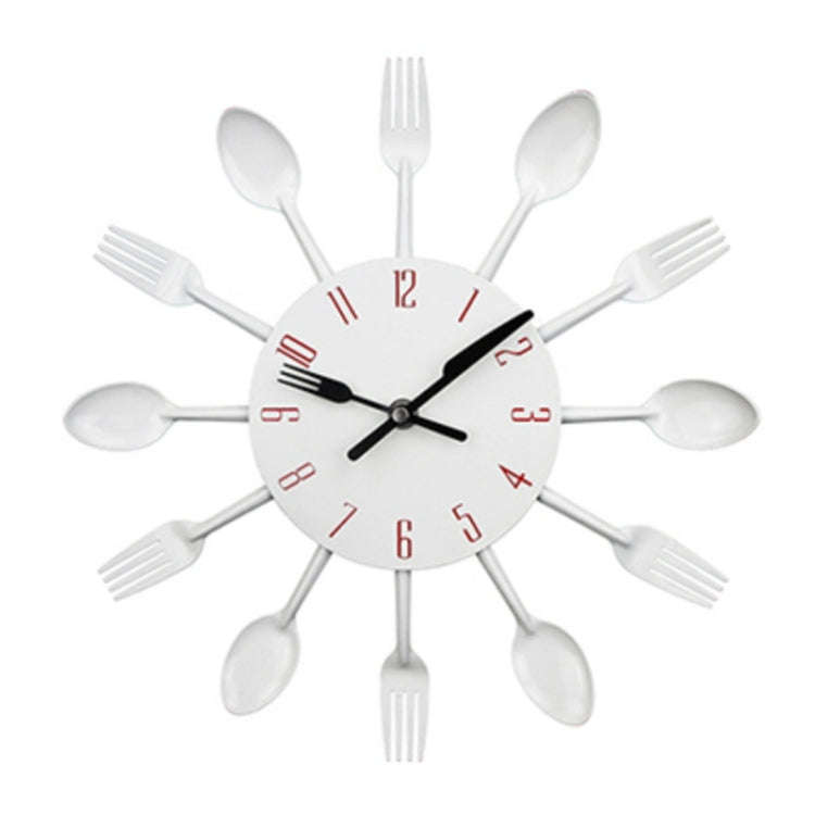 Cutlery Metal Kitchen Wall Clock Spoon Fork Creative Quartz Wall Mounted Clocks Modern Design Dec...