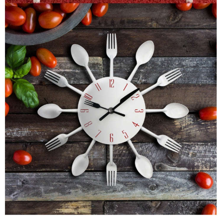 Cutlery Metal Kitchen Wall Clock Spoon Fork Creative Quartz Wall Mounted Clocks Modern Design Dec...