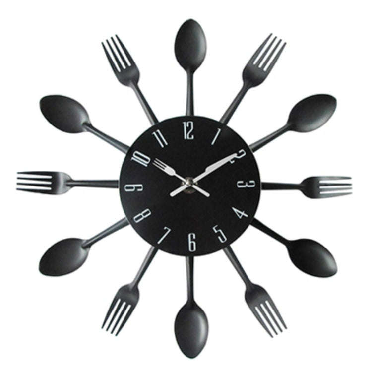 Cutlery Metal Kitchen Wall Clock Spoon Fork Creative Quartz Wall Mounted Clocks Modern Design Dec...