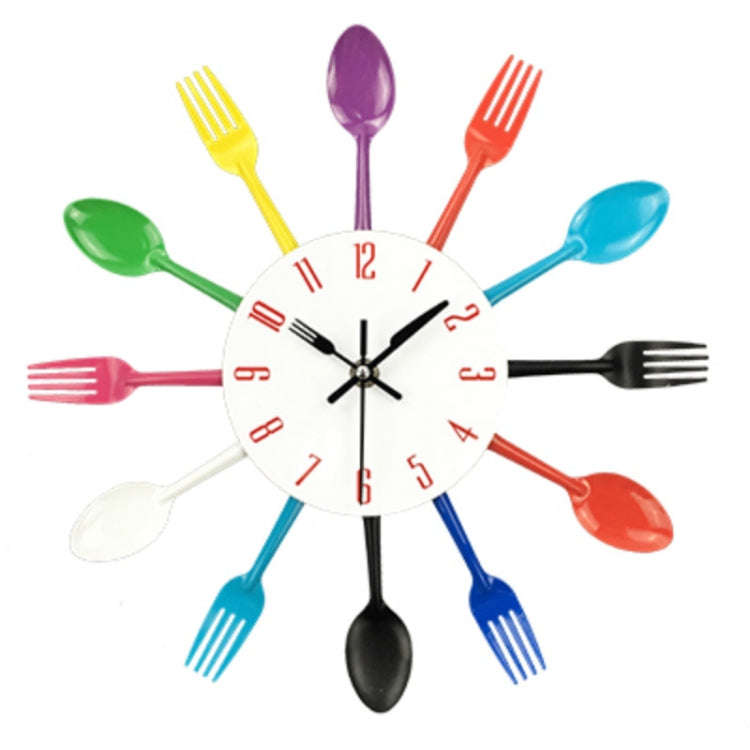 Cutlery Metal Kitchen Wall Clock Spoon Fork Creative Quartz Wall Mounted Clocks Modern Design Dec...