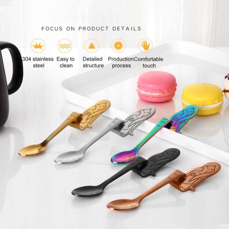 Creative Coffee Spoon Mermaid Shape Handle Spoons Flatware Drinking Tools, Black, Gold, Symphony,...