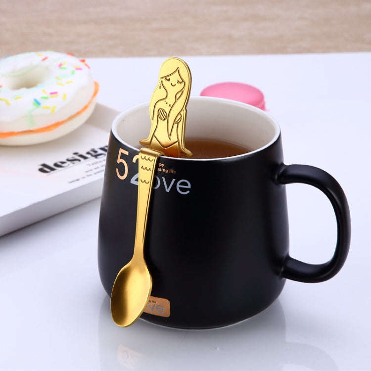 Creative Coffee Spoon Mermaid Shape Handle Spoons Flatware Drinking Tools, Black, Gold, Symphony,...