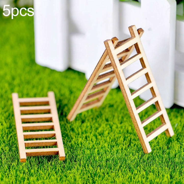 5pcs Simulation Ladder Decoration Wooden Staircase Corridor Micro Landscape Succulent Potted DIY ...