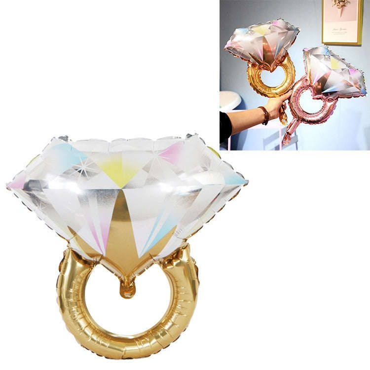 Wedding Marriage Room Decoration Balloon Diamond Ring Foil Balloon, Specification:Large Gold Diam...