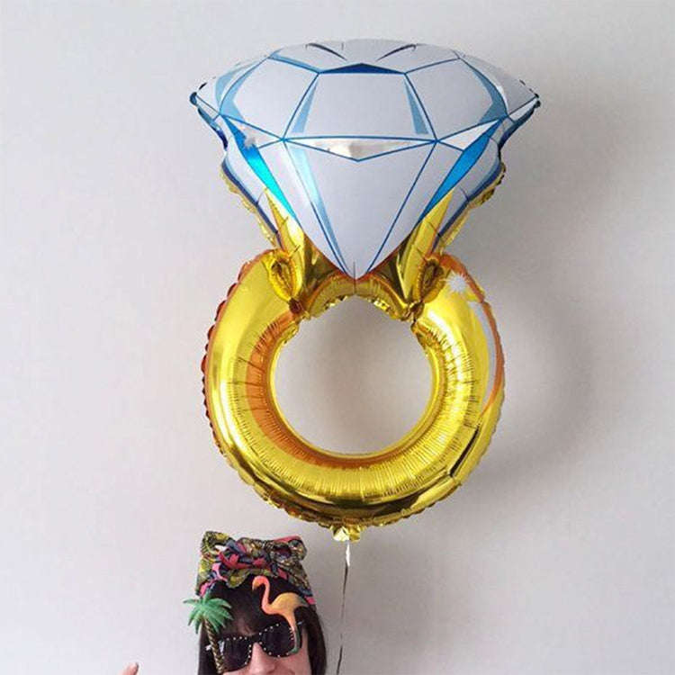 Wedding Marriage Room Decoration Balloon Diamond Ring Foil Balloon, Specification:Large Gold Diam...