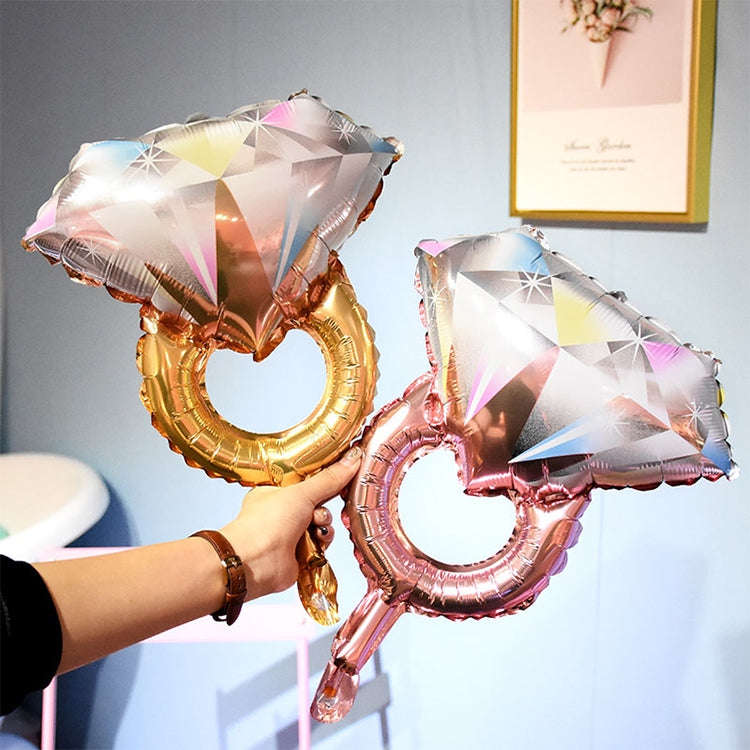 Wedding Marriage Room Decoration Balloon Diamond Ring Foil Balloon, Specification:Large Gold Diam...