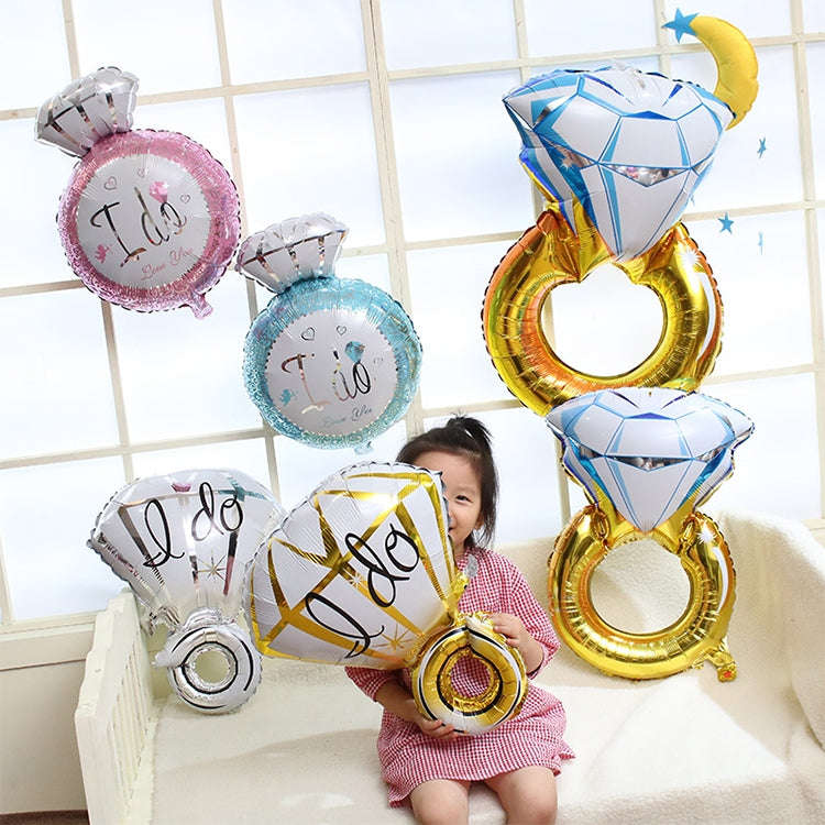 Wedding Marriage Room Decoration Balloon Diamond Ring Foil Balloon, Specification:Large Gold Diam...