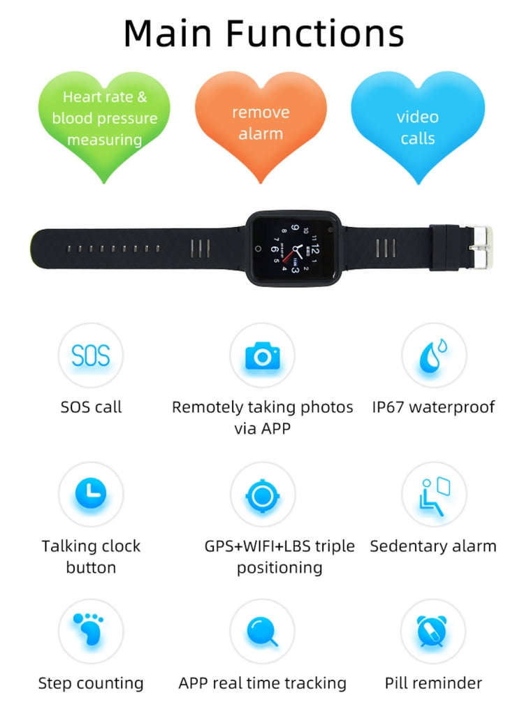 REACHFAR RF-V46-B GPS Smart Tracker WatchBand, Support SOS / Camera / Health Management / 4G LTE ...