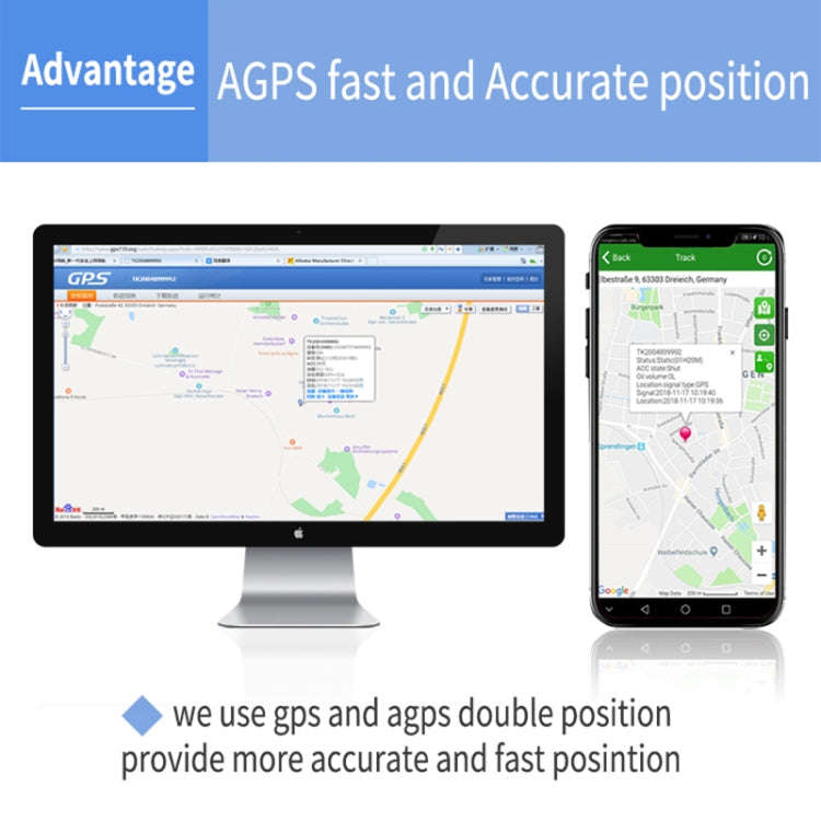TK202B 2G Car Truck Vehicle Tracking GSM GPRS GPS Tracker Support AGPS, Battery Capacity: 5000MA,...