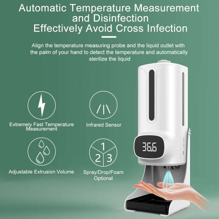 K9 Pro Plus Handsfree Non-contact Body Thermometer + 1000ml Automatic Non-contact Liquid Soap Dis...