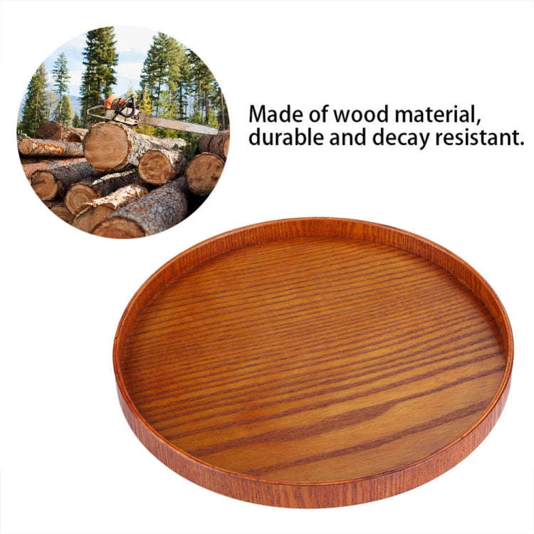 Creative Round Solid Wood Tea Tray Hotel Wooden Tay Storage Tray, Diameter: 37.5cm, Brown, Diamet...