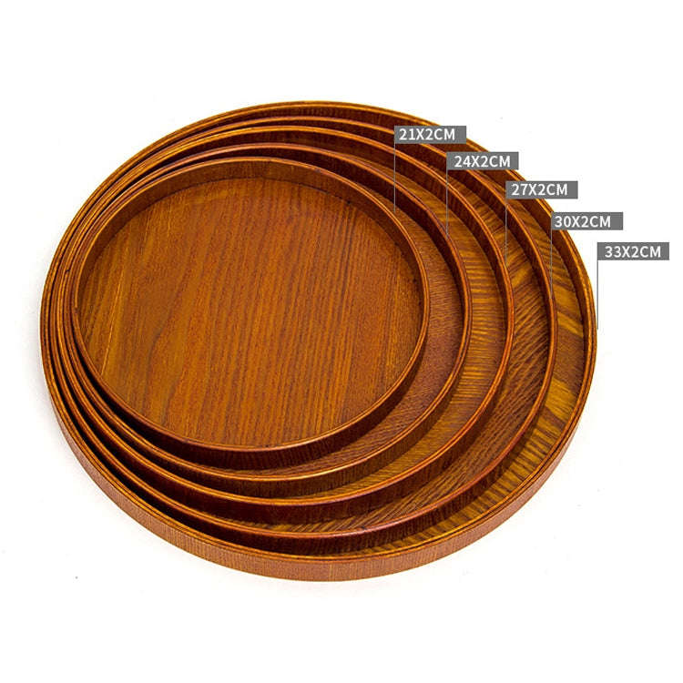 Creative Round Solid Wood Tea Tray Hotel Wooden Tay Storage Tray, Diameter: 37.5cm, Brown, Diamet...