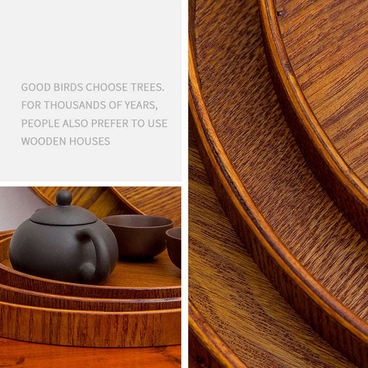 Creative Round Solid Wood Tea Tray Hotel Wooden Tay Storage Tray, Diameter: 37.5cm, Brown, Diamet...