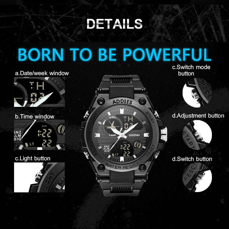 addies MY-1818 Luminous Three-window LED Outdoor Sports Multi-function Electronic Watch for Men, ...