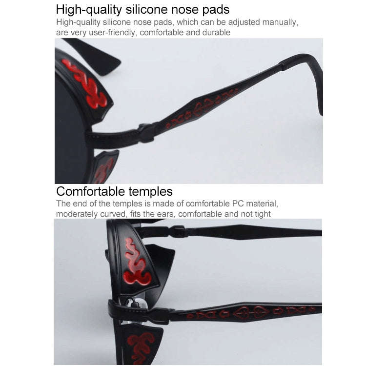 Retro Carved Round Sunglasses, Sunglasses#silver frame ice blue, Sunglasses#silver frame gray she...