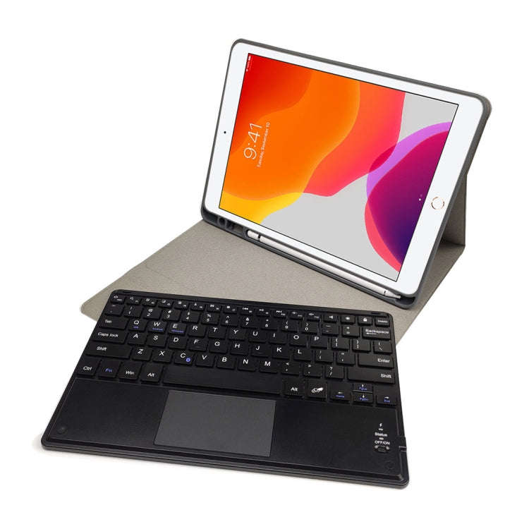 RK102C Detachable Magnetic Plastic Bluetooth Keyboard with Touchpad + Silk Pattern TPU Tablet Cas...