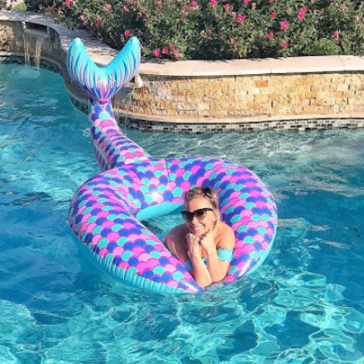Inflatable Large Mermaid Tail Pool Lounge Swimming Ring Floating Raft Floats, Size: 170*120cm, 17...