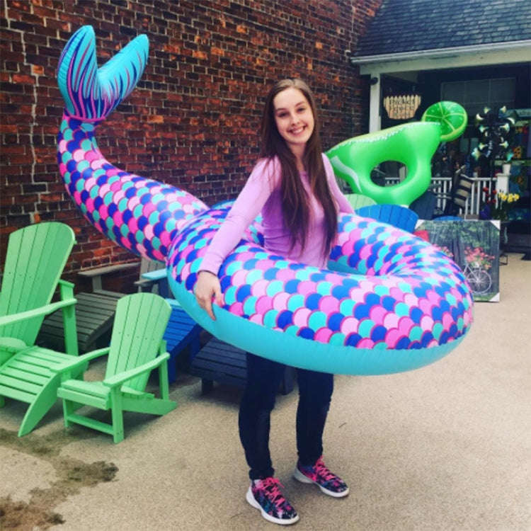 Inflatable Large Mermaid Tail Pool Lounge Swimming Ring Floating Raft Floats, Size: 170*120cm, 17...