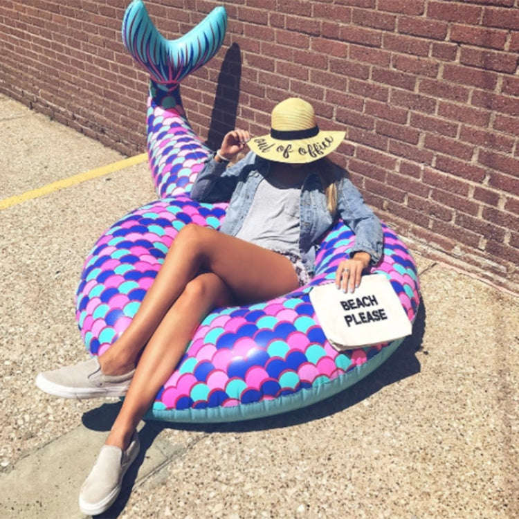 Inflatable Large Mermaid Tail Pool Lounge Swimming Ring Floating Raft Floats, Size: 170*120cm, 17...