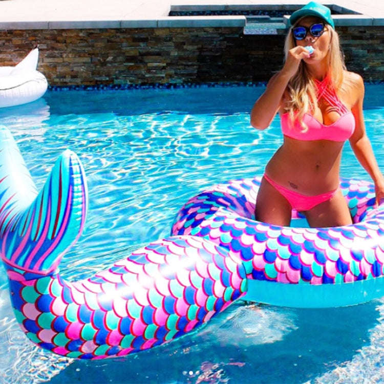 Inflatable Large Mermaid Tail Pool Lounge Swimming Ring Floating Raft Floats, Size: 170*120cm, 17...
