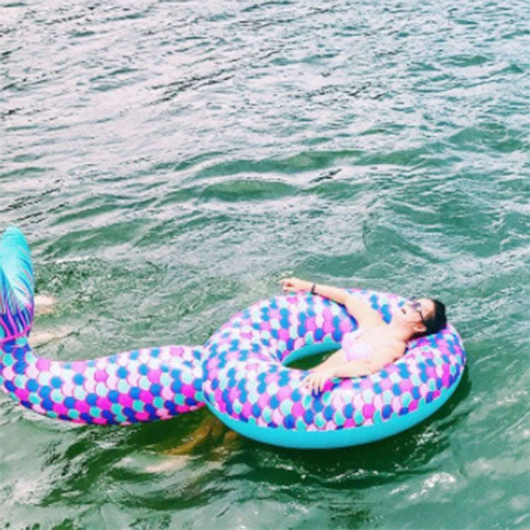 Inflatable Large Mermaid Tail Pool Lounge Swimming Ring Floating Raft Floats, Size: 170*120cm, 17...