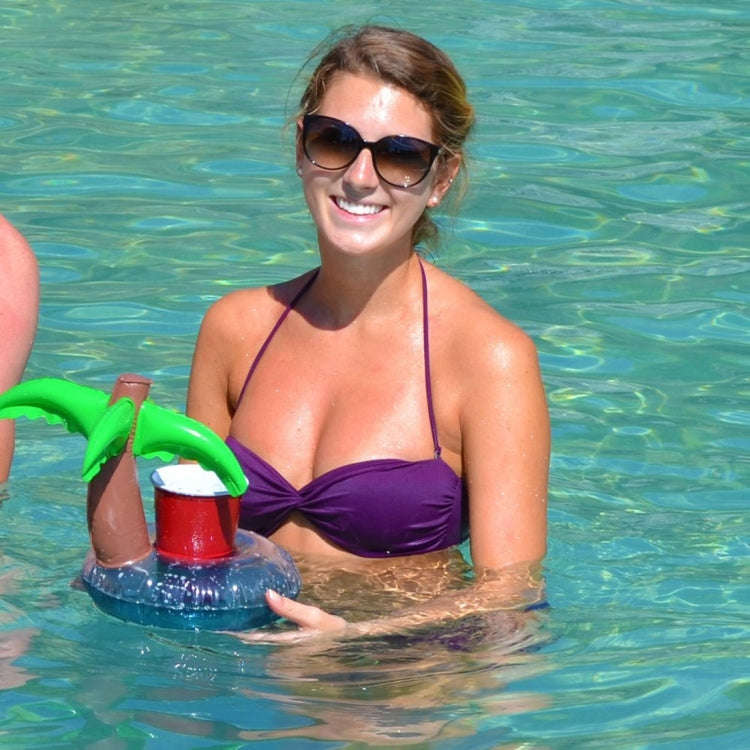 Inflatable Coconut Tree Shaped Floating Drink Holder, Inflated Size: About 21 x 21 x 22cm, Coconu...