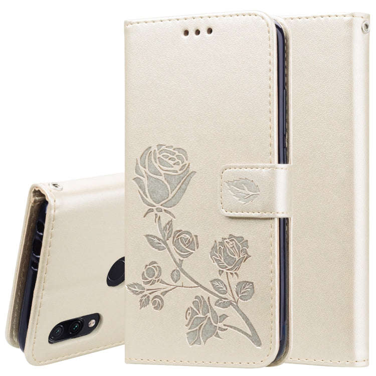 Rose Embossed Horizontal Flip PU Leather Case for Xiaomi Redmi 7, with Holder & Card Slots & Wall...