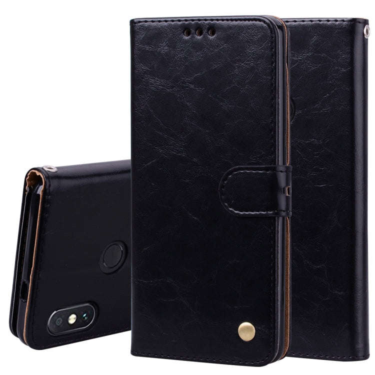 Business Style Oil Wax Texture Horizontal Flip Leather Case for Xiaomi Redmi Note 5 Pro, with Hol...