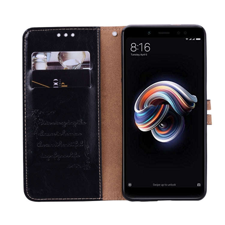 Business Style Oil Wax Texture Horizontal Flip Leather Case for Xiaomi Redmi Note 5 Pro, with Hol...