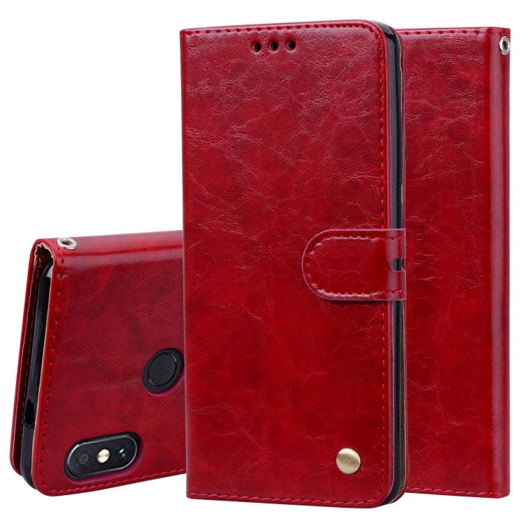 Business Style Oil Wax Texture Horizontal Flip Leather Case for Xiaomi Redmi Note 5 Pro, with Hol...