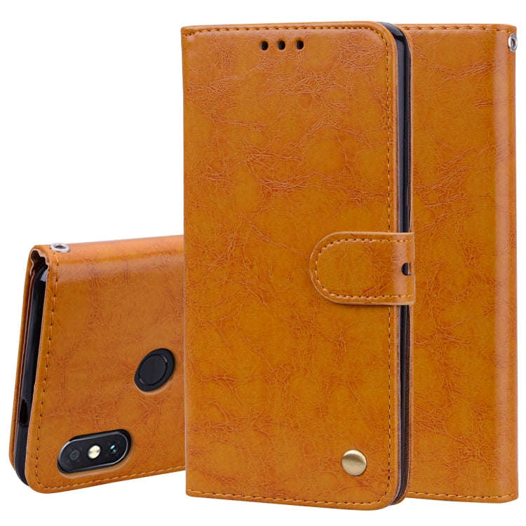 Business Style Oil Wax Texture Horizontal Flip Leather Case for Xiaomi Redmi Note 5 Pro, with Hol...