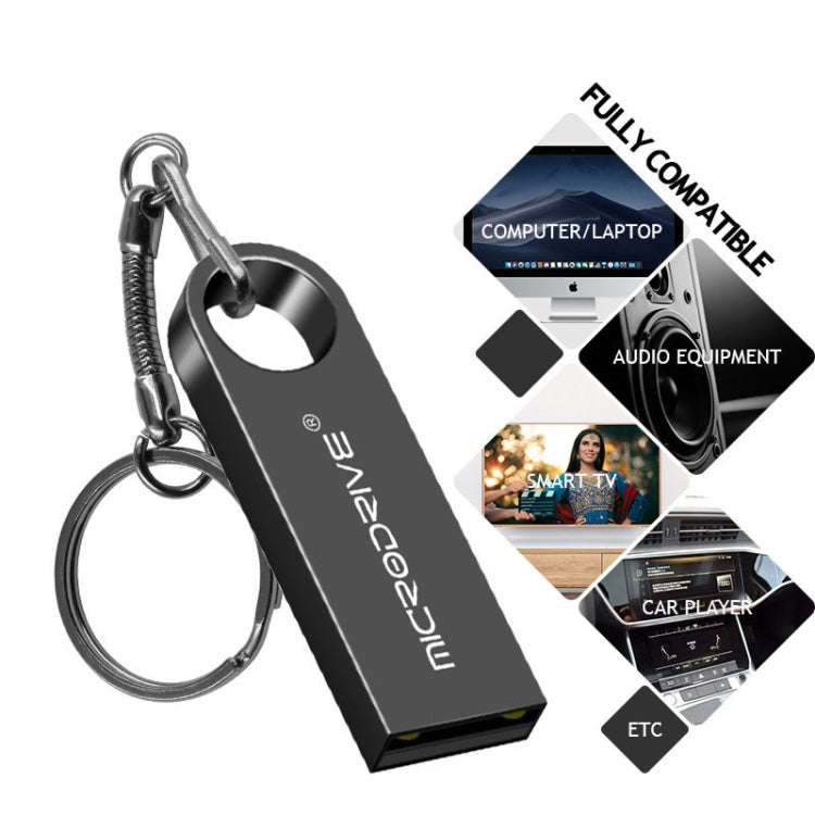 MicroDrive 64GB USB 2.0 Metal Waterproof High Speed U Disk(Grey), 64GB
