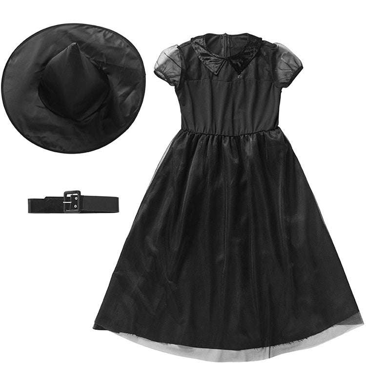 Black Gauze Little Witch Costume, Halloween Cosplay Witch Costume, S, M
