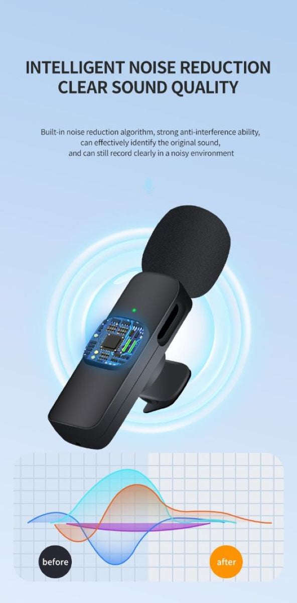 K9 20m Wireless Transmission Lavalier Microphone - for Type C