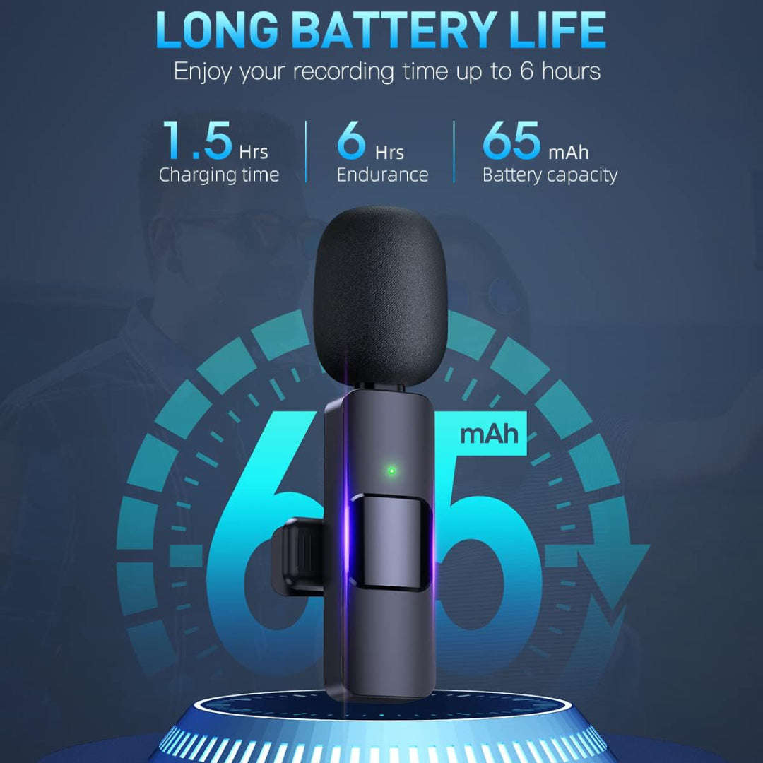 Professional Dual Wireless Lavalier Clip Microphones for iPhone iPad Clip (2 x Mic)