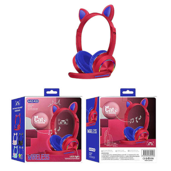 CAT Ear Headset - AKZ-K23- Wireless Headset With RGB LED Lighting